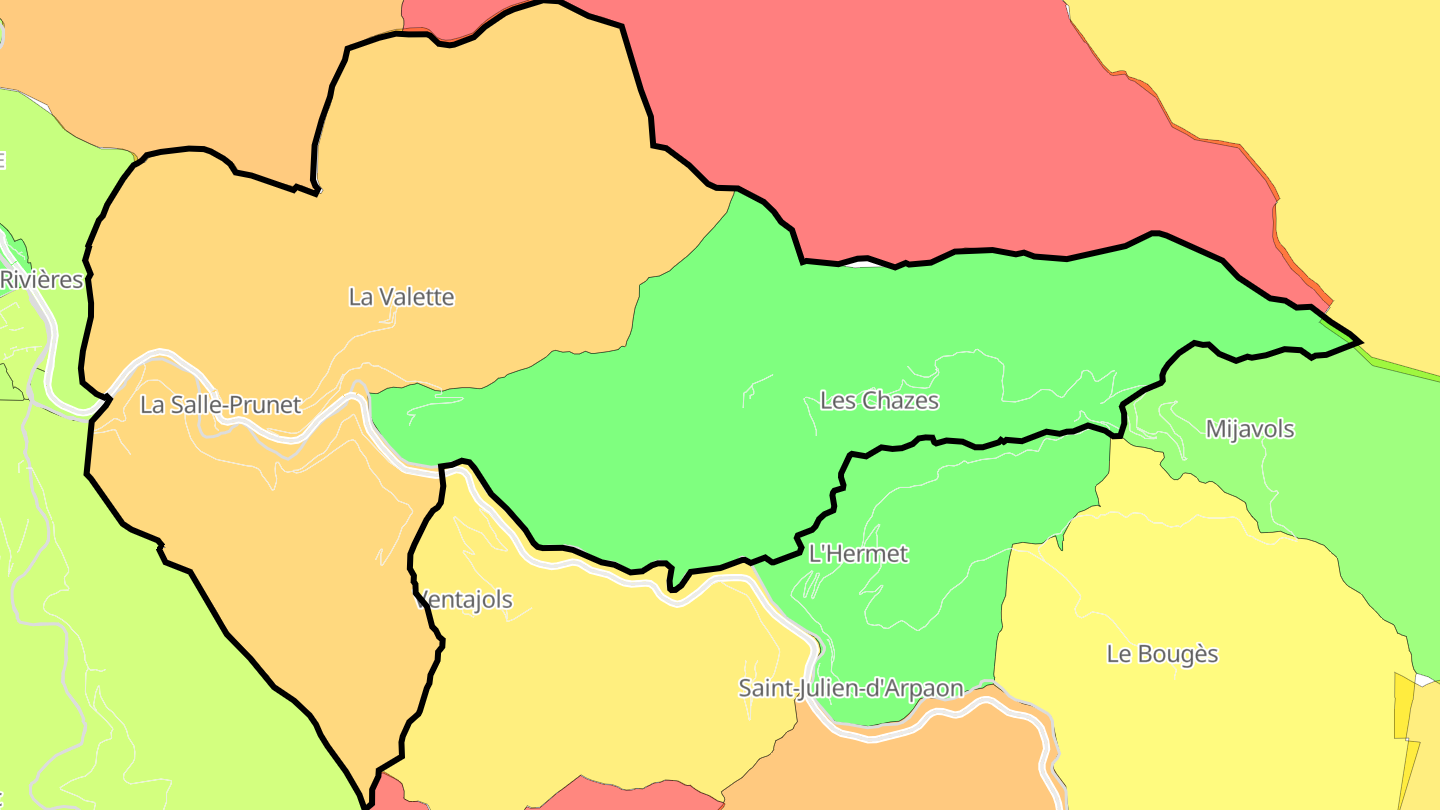 Carte des prix de l'immobilier La Salle-Prunet