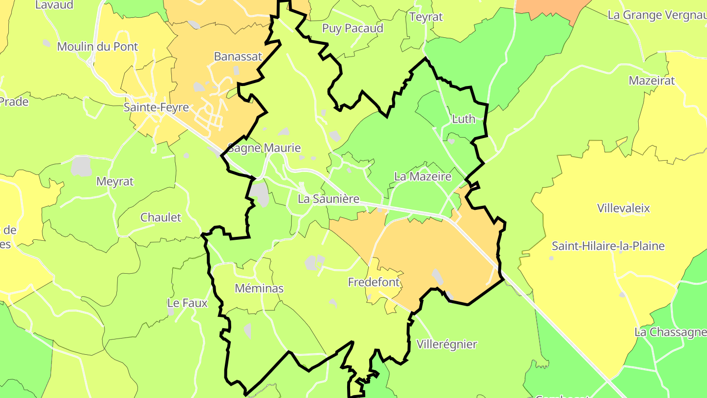Carte des prix de l'immobilier La Saunière
