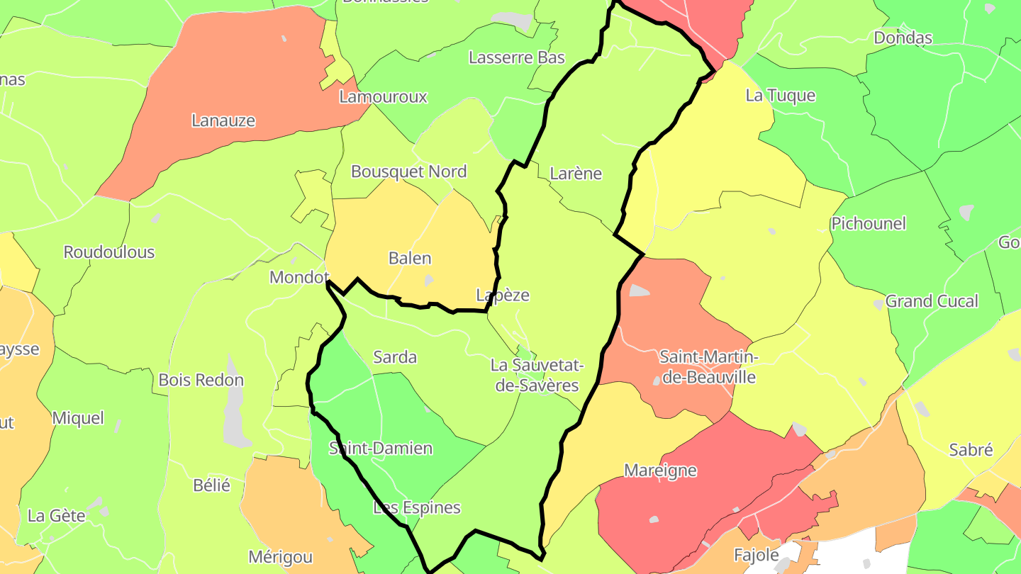 Carte des prix de l'immobilier La Sauvetat-de-Savères