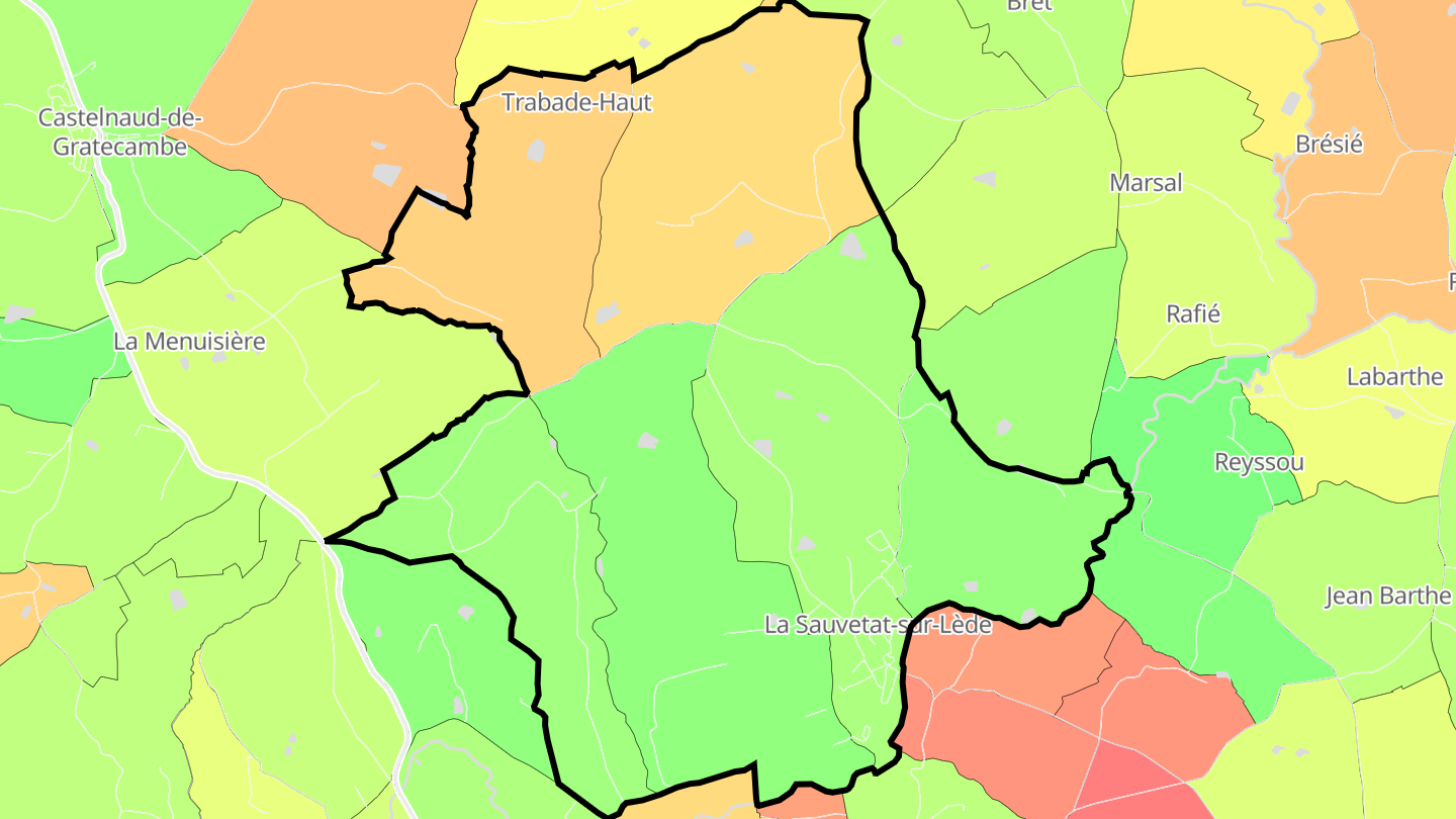 Carte des prix de l'immobilier La Sauvetat-sur-Lède