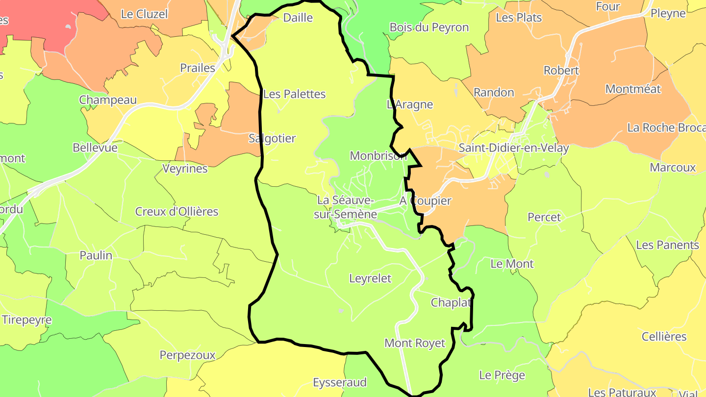 Carte des prix de l'immobilier La Séauve-sur-Semène