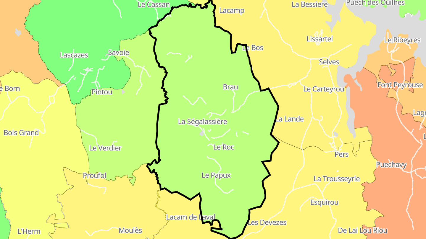 Carte des prix de l'immobilier La Ségalassière