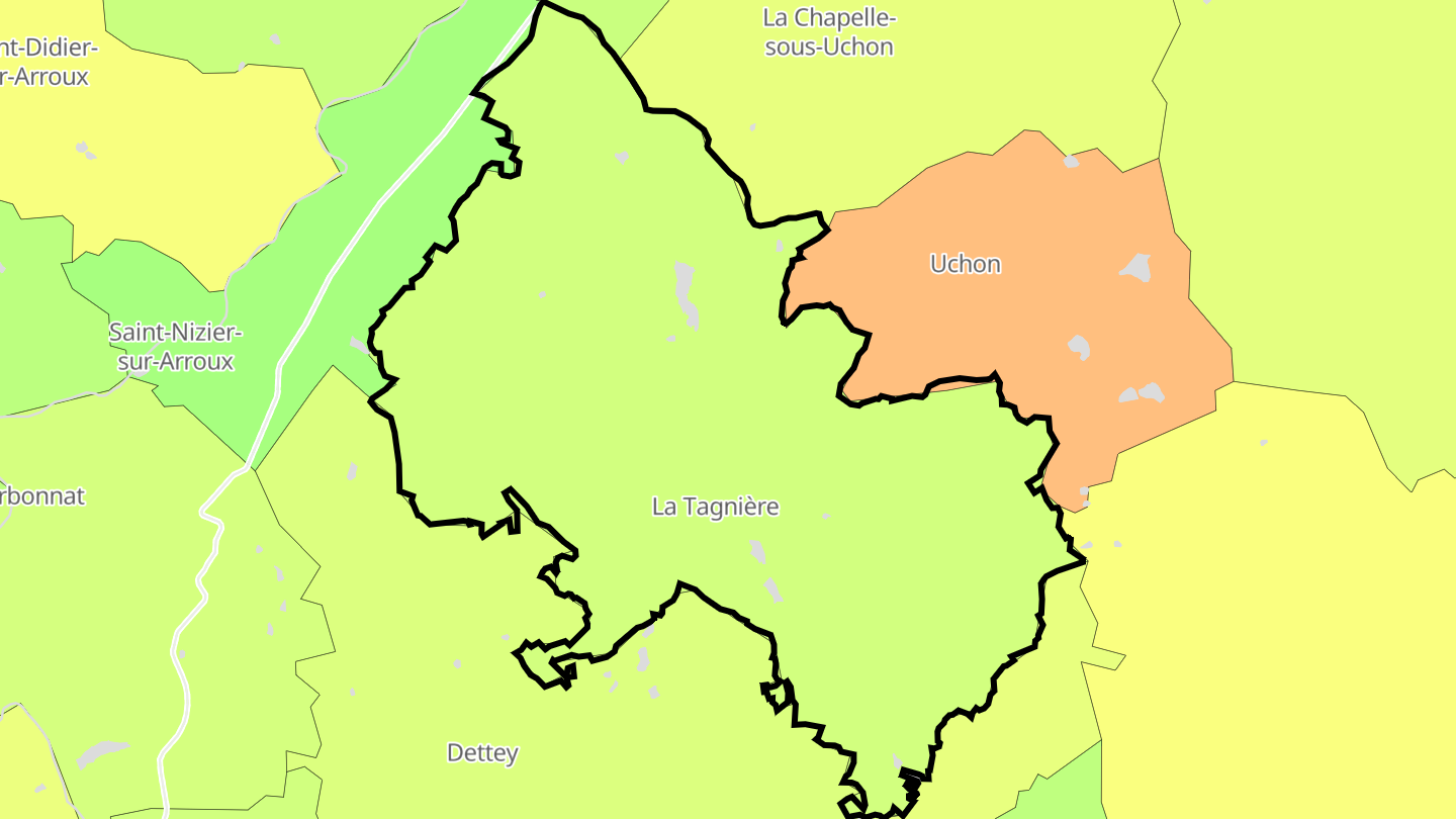 Carte des prix de l'immobilier La Tagnière