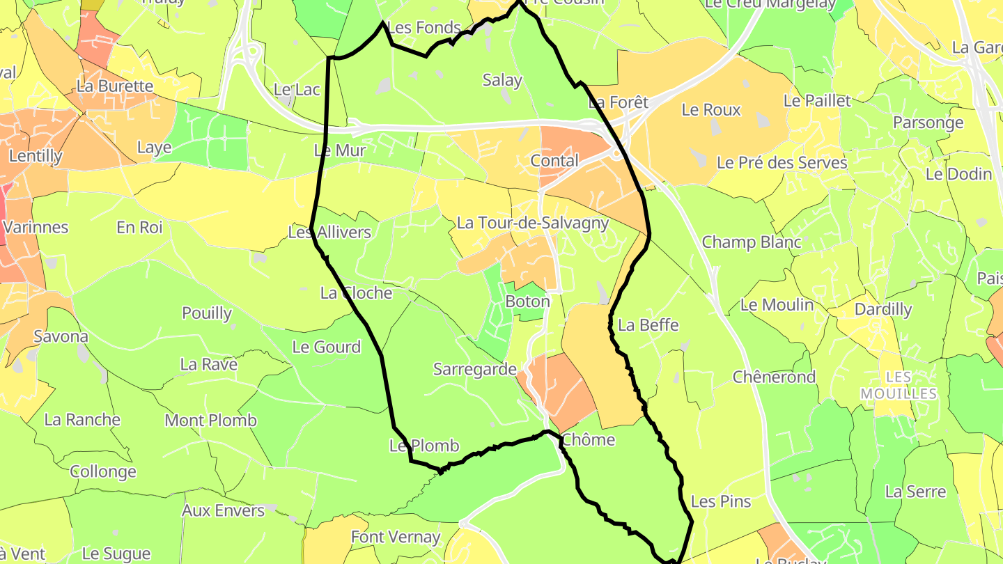Carte des prix de l'immobilier La Tour-de-Salvagny