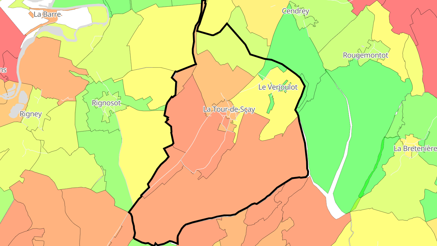 Carte des prix de l'immobilier La Tour-de-Sçay