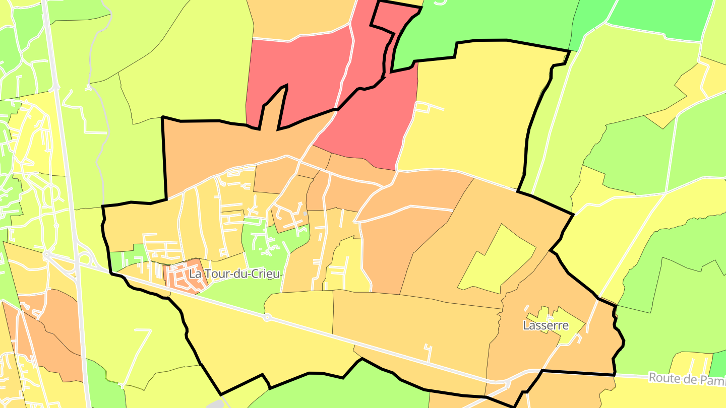 Carte des prix de l'immobilier La Tour-du-Crieu