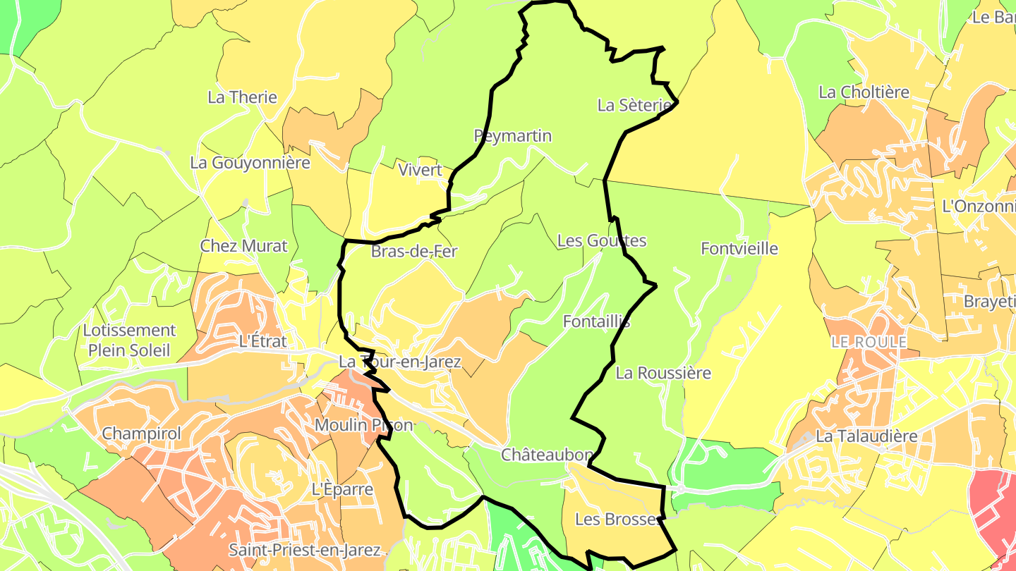 Carte des prix de l'immobilier La Tour-en-Jarez