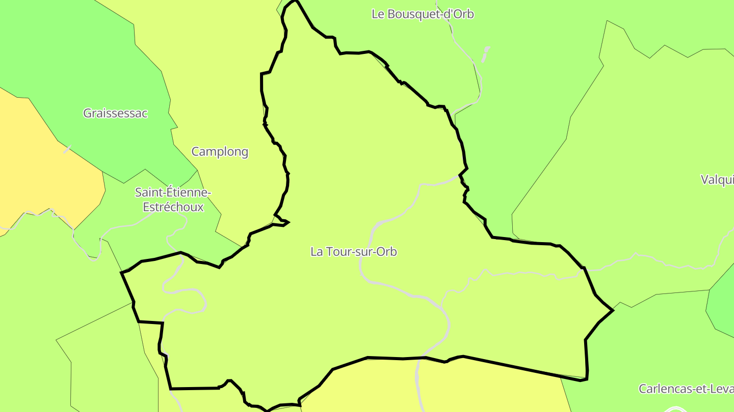 Carte des prix de l'immobilier La Tour-sur-Orb
