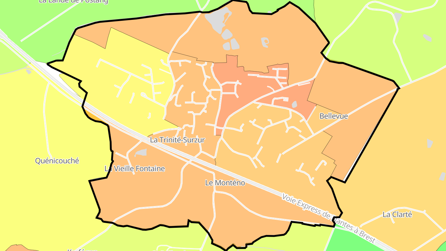Carte des prix de l'immobilier La Trinité-Surzur