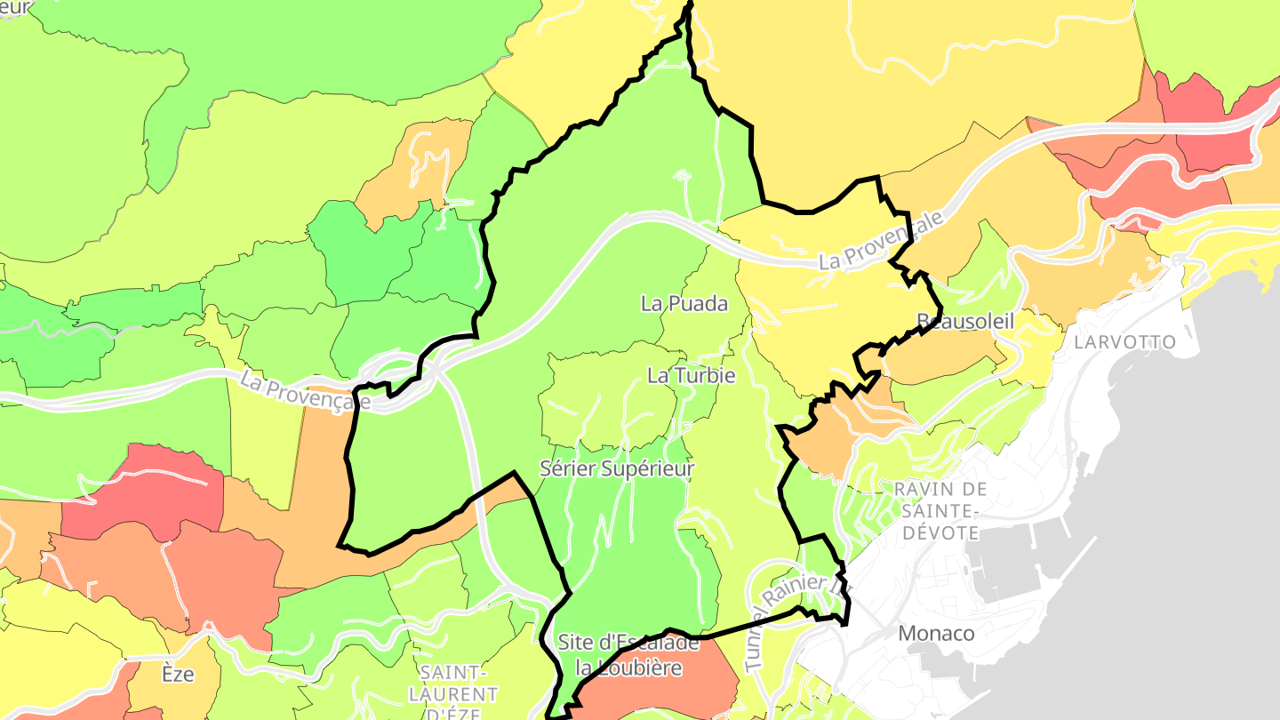 Carte des prix de l'immobilier La Turbie