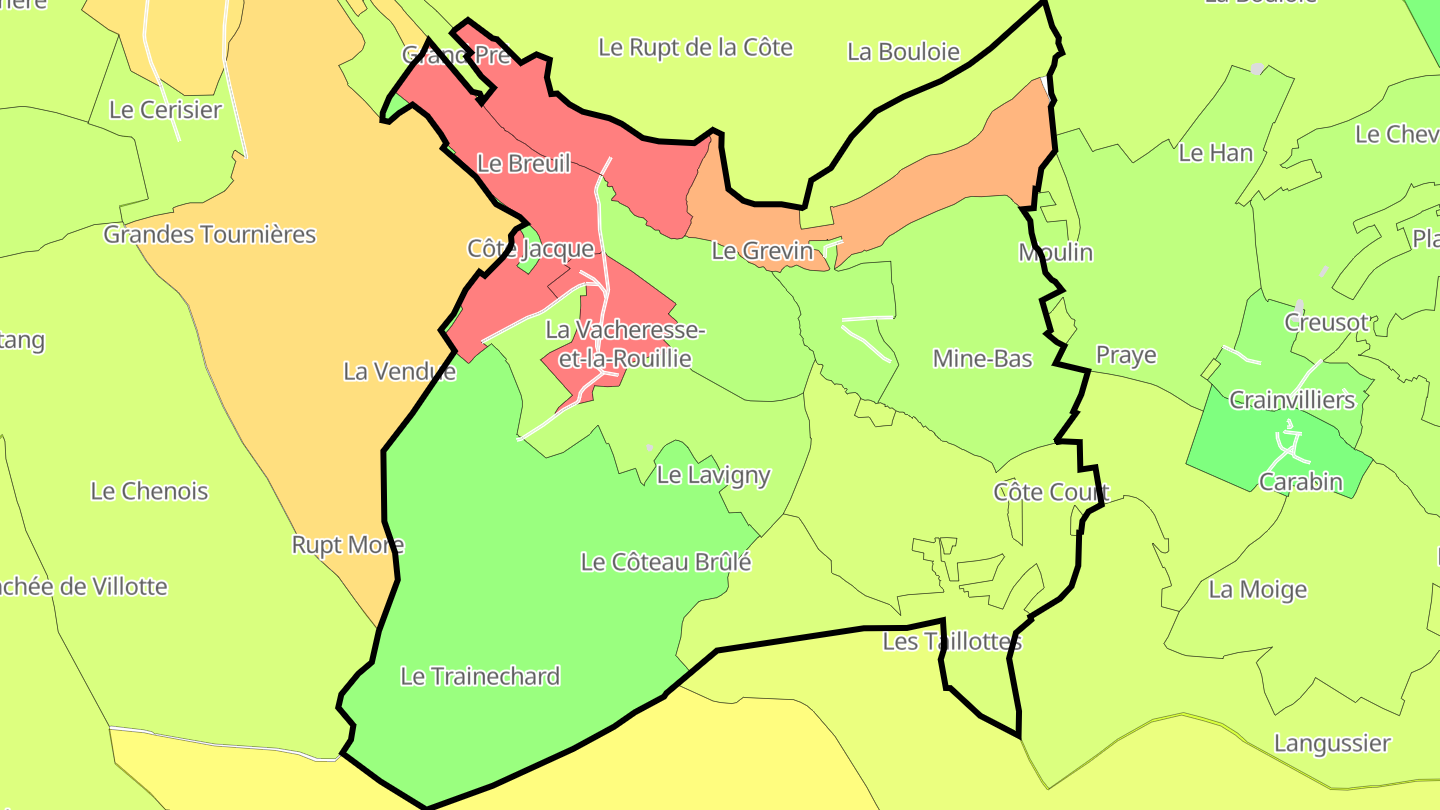 Carte des prix de l'immobilier La Vacheresse-et-la-Rouillie
