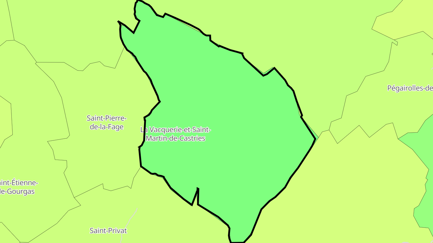 Carte des prix de l'immobilier La Vacquerie-et-Saint-Martin-de-Castries