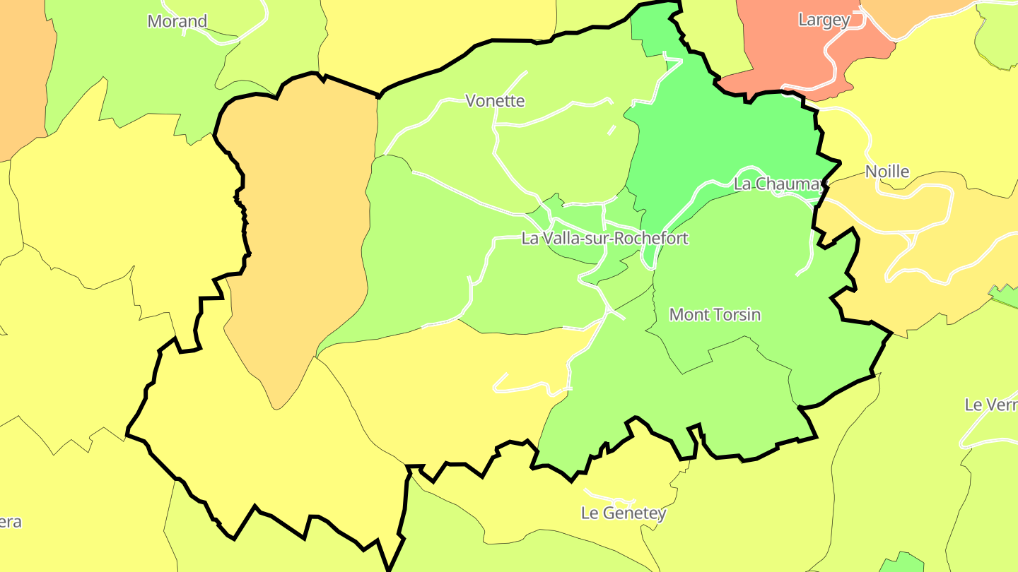 Carte des prix de l'immobilier La Valla-sur-Rochefort