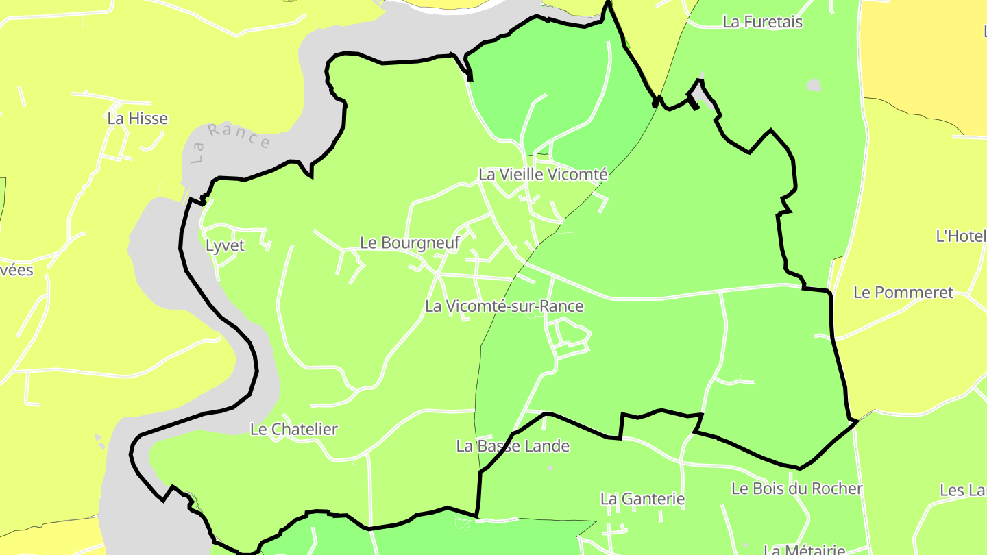 Carte des prix de l'immobilier La Vicomté-sur-Rance