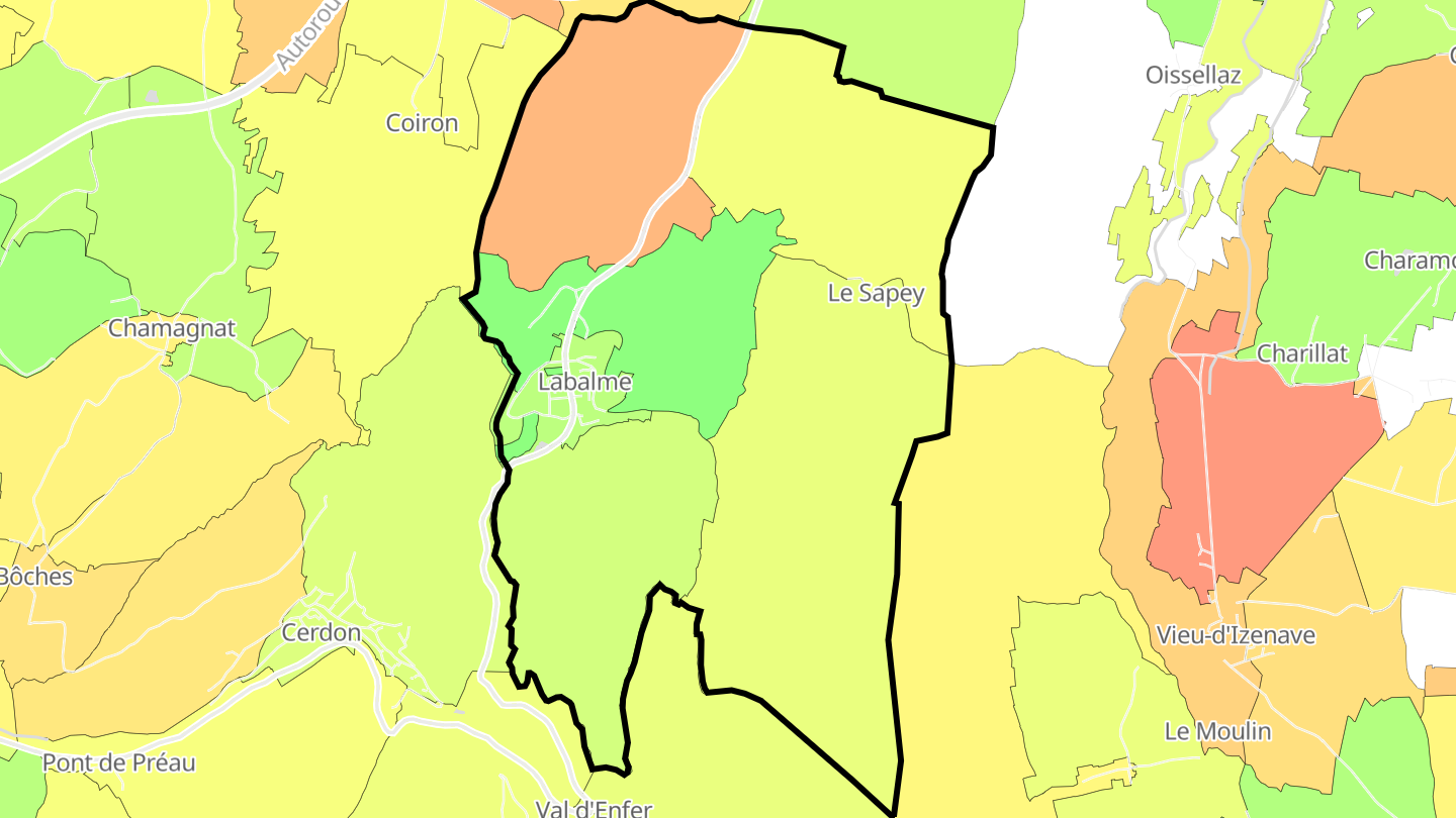 Carte des prix de l'immobilier Labalme