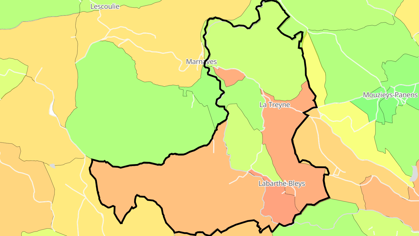 Carte des prix de l'immobilier Labarthe-Bleys