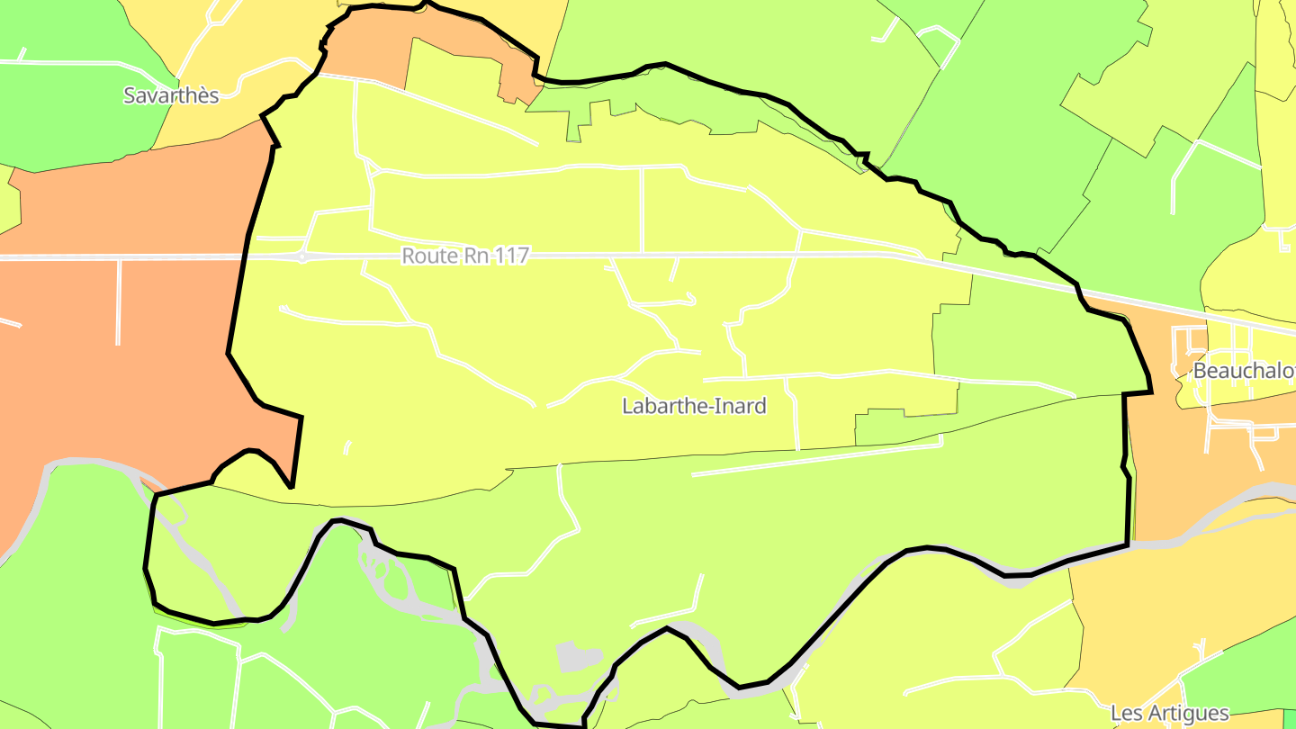 Carte des prix de l'immobilier Labarthe-Inard