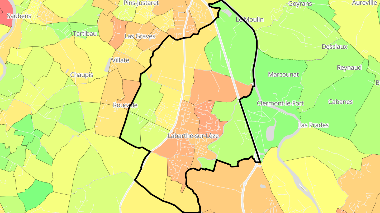 Carte des prix de l'immobilier Labarthe-sur-Lèze