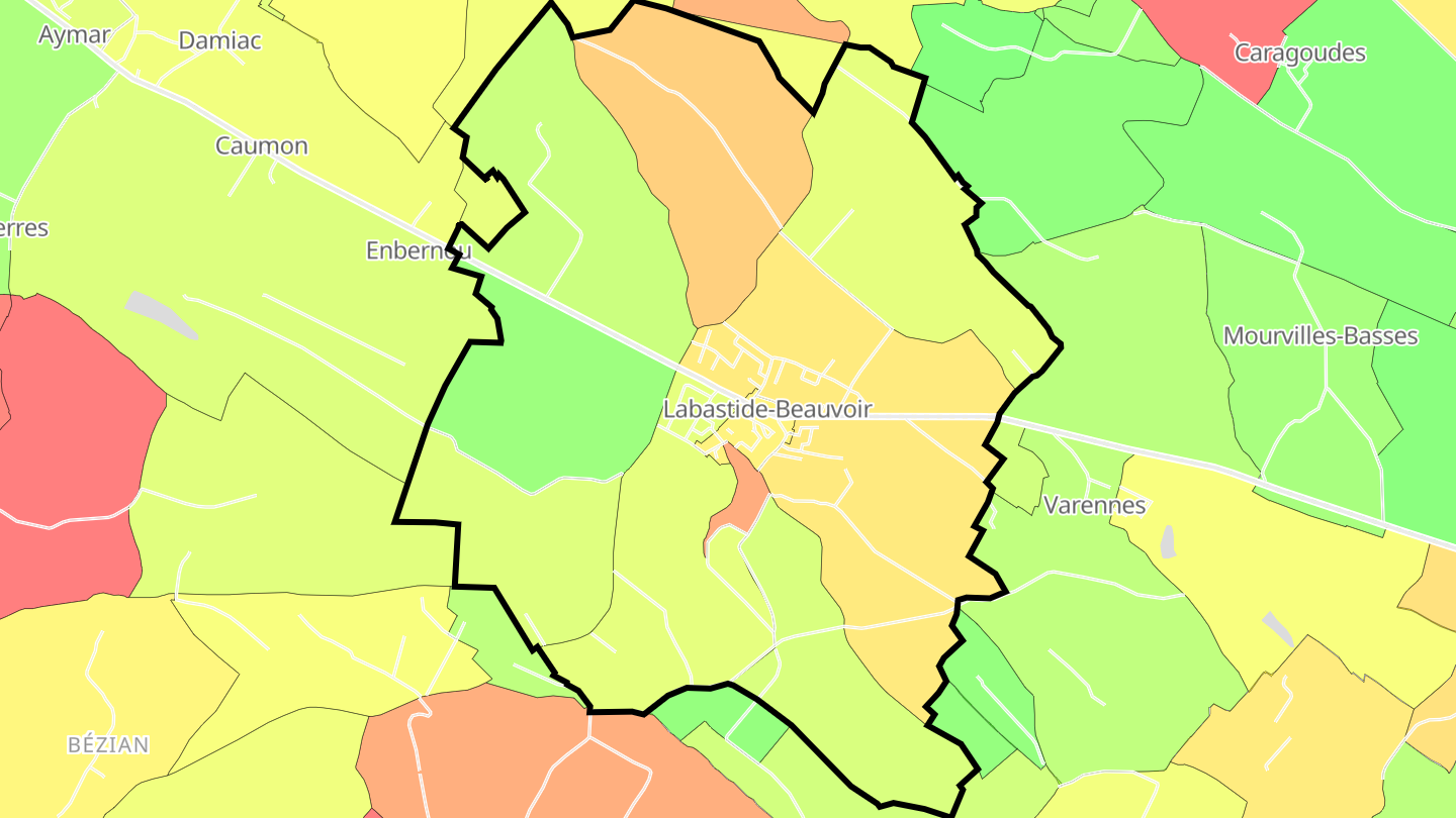 Carte des prix de l'immobilier Labastide-Beauvoir