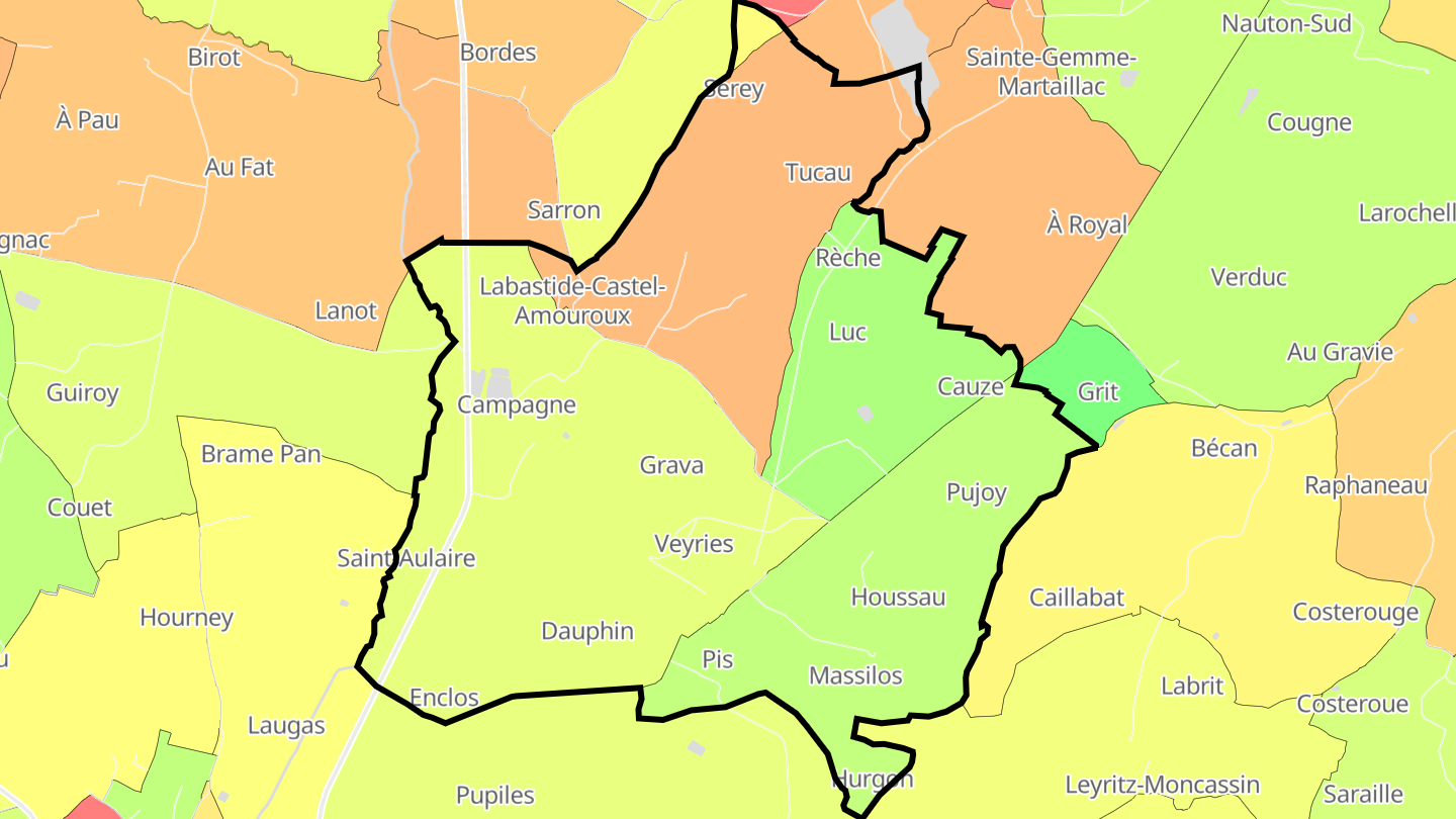 Carte des prix de l'immobilier Labastide-Castel-Amouroux