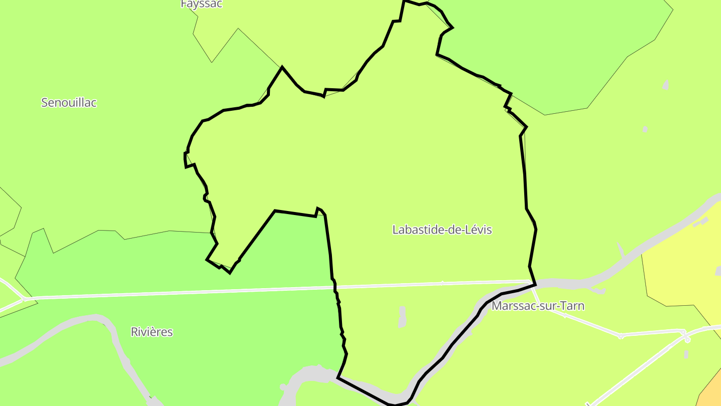 Carte des prix de l'immobilier Labastide-de-Lévis