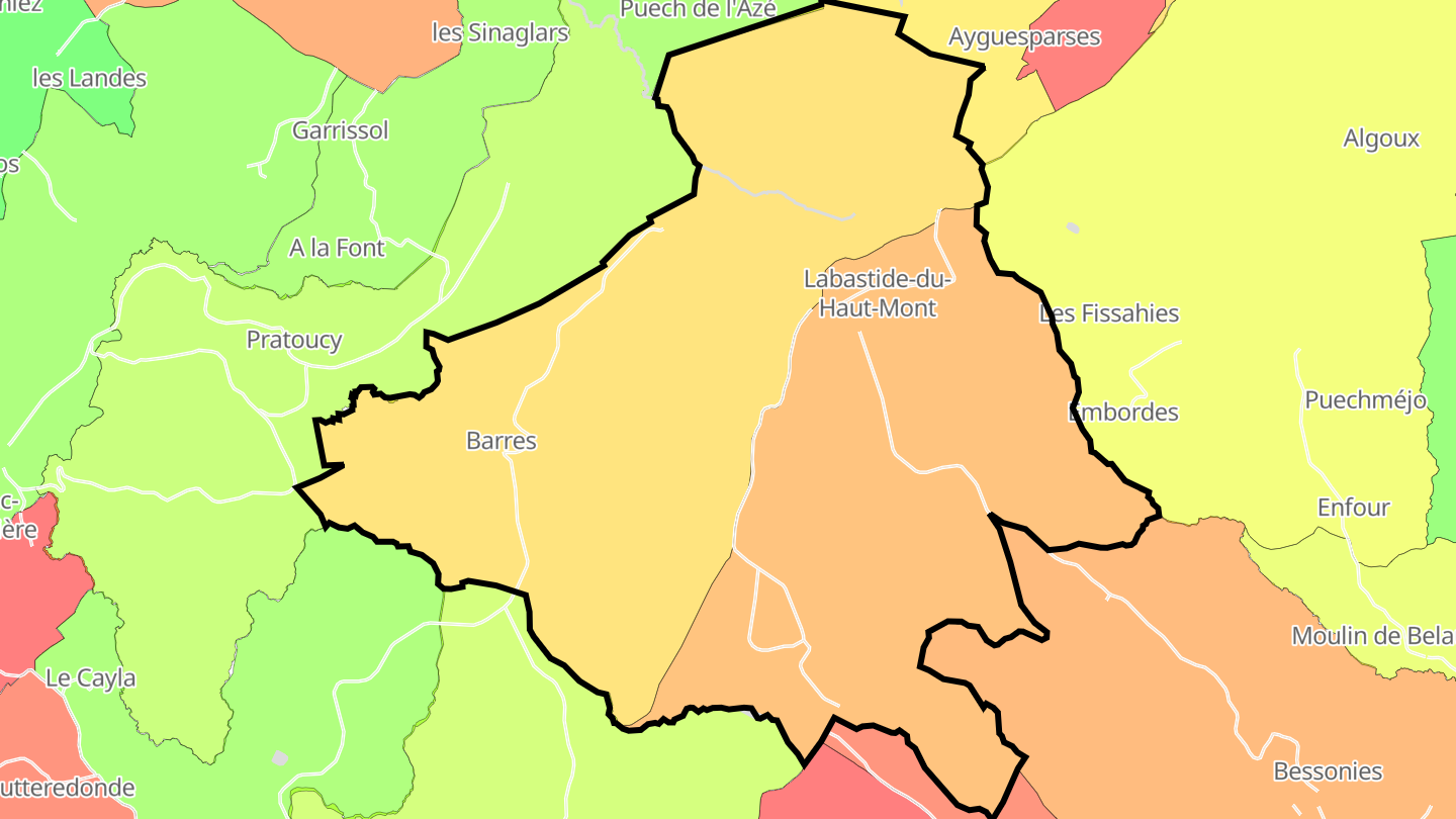 Carte des prix de l'immobilier Labastide-du-Haut-Mont