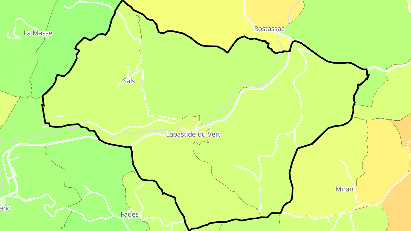 Carte des prix de l'immobilier Labastide-du-Vert