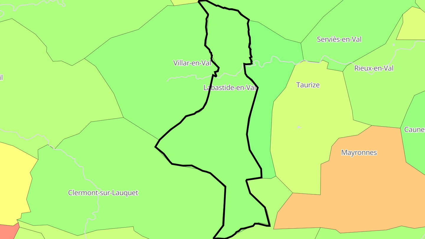 Carte des prix de l'immobilier Labastide-en-Val