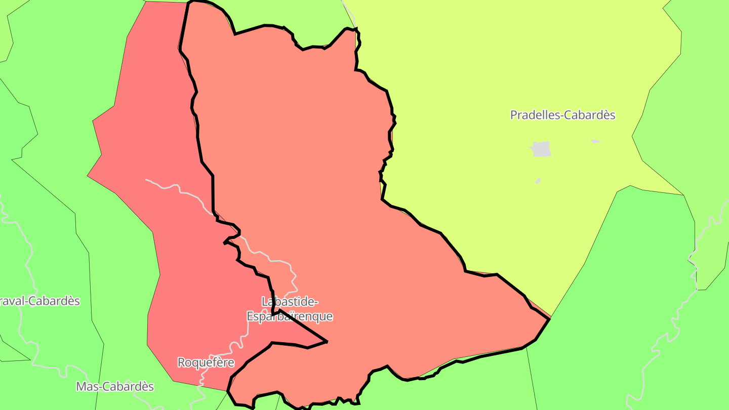 Carte des prix de l'immobilier Labastide-Esparbairenque