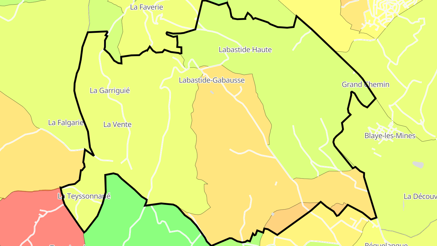 Carte des prix de l'immobilier Labastide-Gabausse