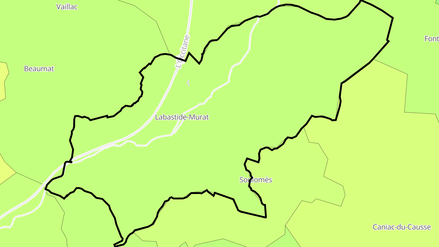 Carte des prix de l'immobilier Labastide-Murat
