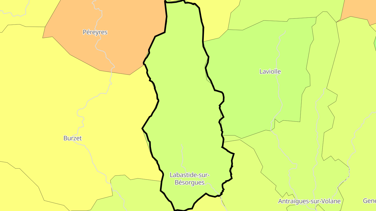 Carte des prix de l'immobilier Labastide-sur-Bésorgues