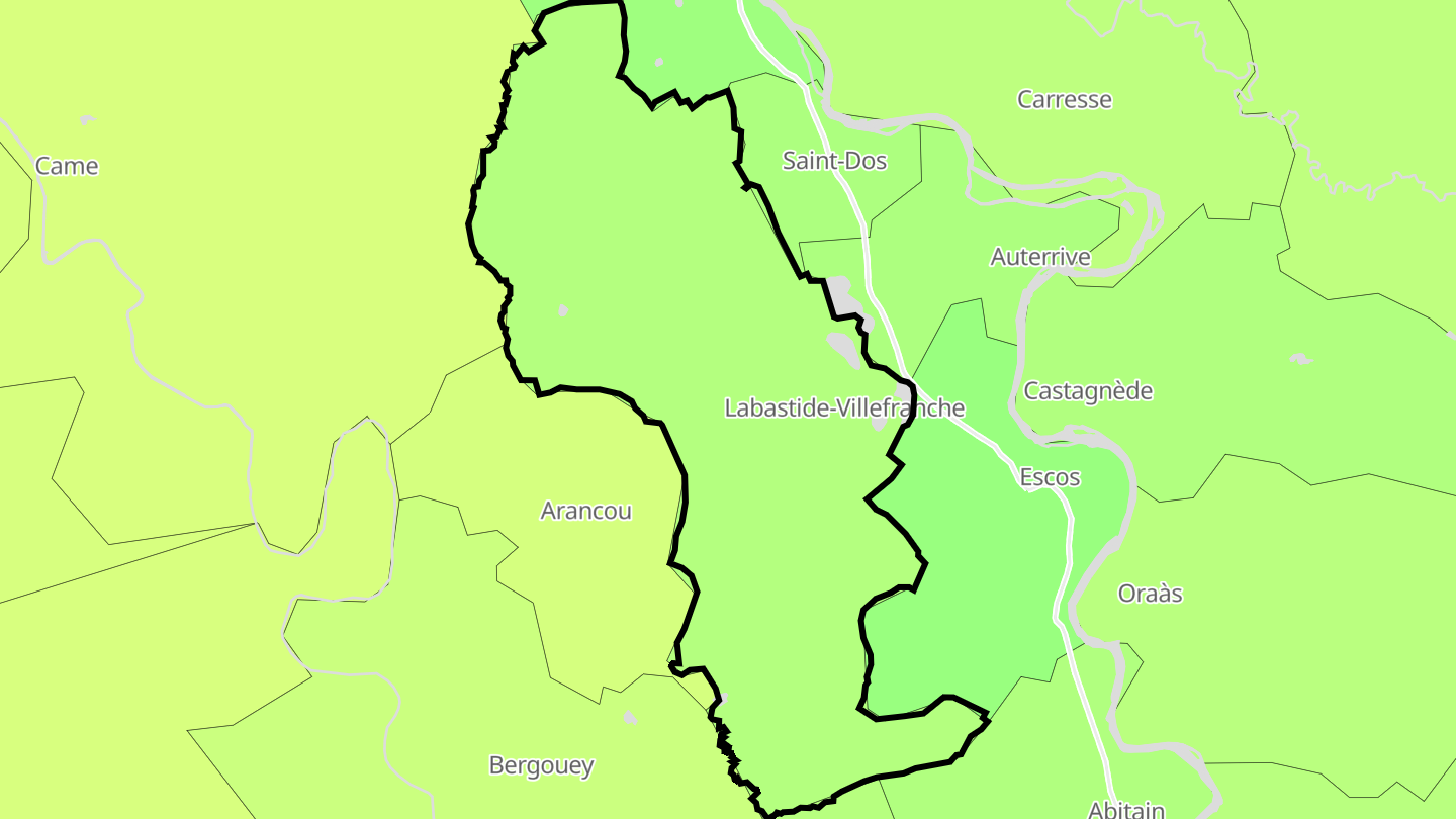 Carte des prix de l'immobilier Labastide-Villefranche