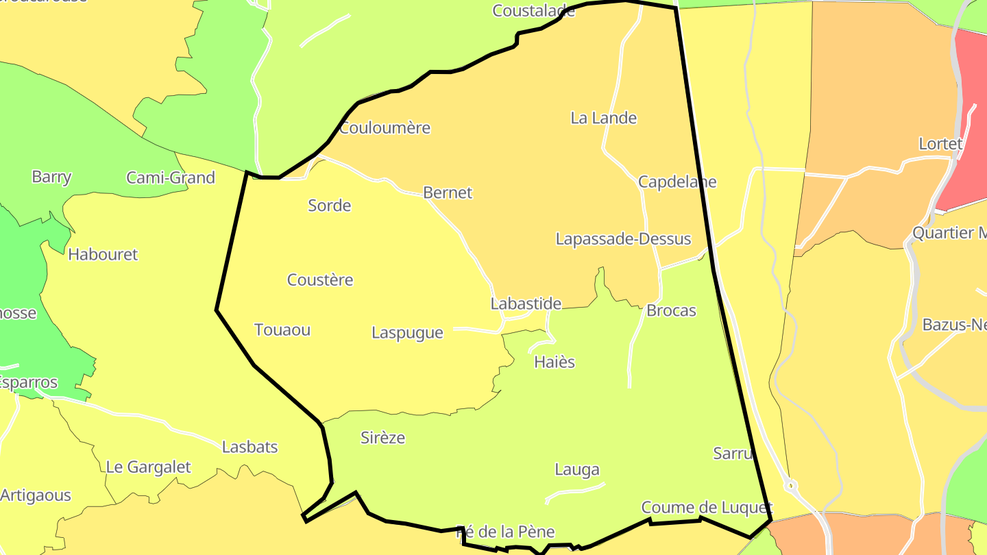 Carte des prix de l'immobilier Labastide