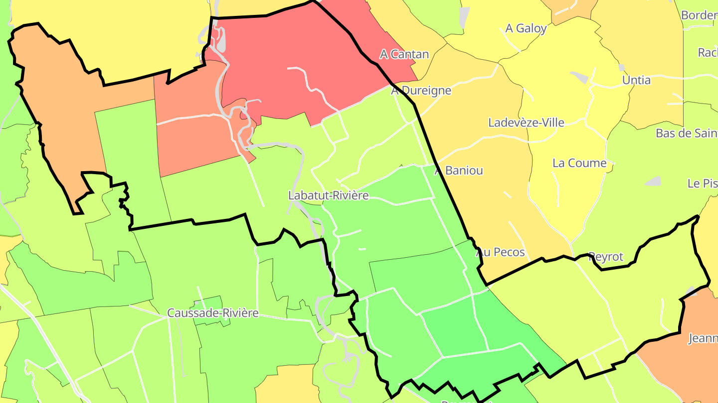 Carte des prix de l'immobilier Labatut-Rivière