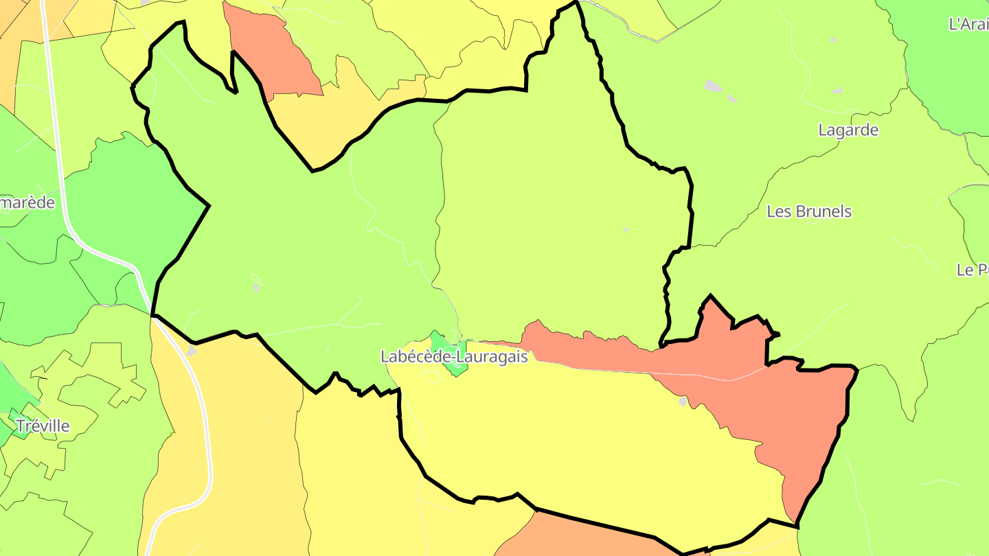 Carte des prix de l'immobilier Labécède-Lauragais