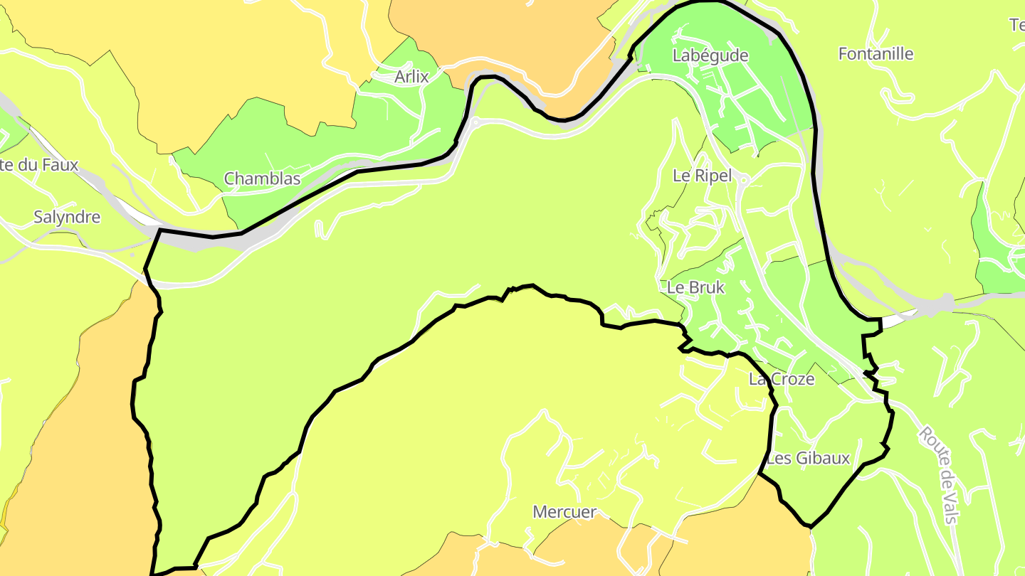 Carte des prix de l'immobilier Labégude