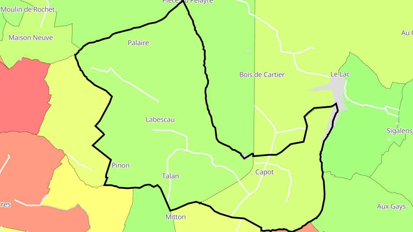 Carte des prix de l'immobilier Labescau