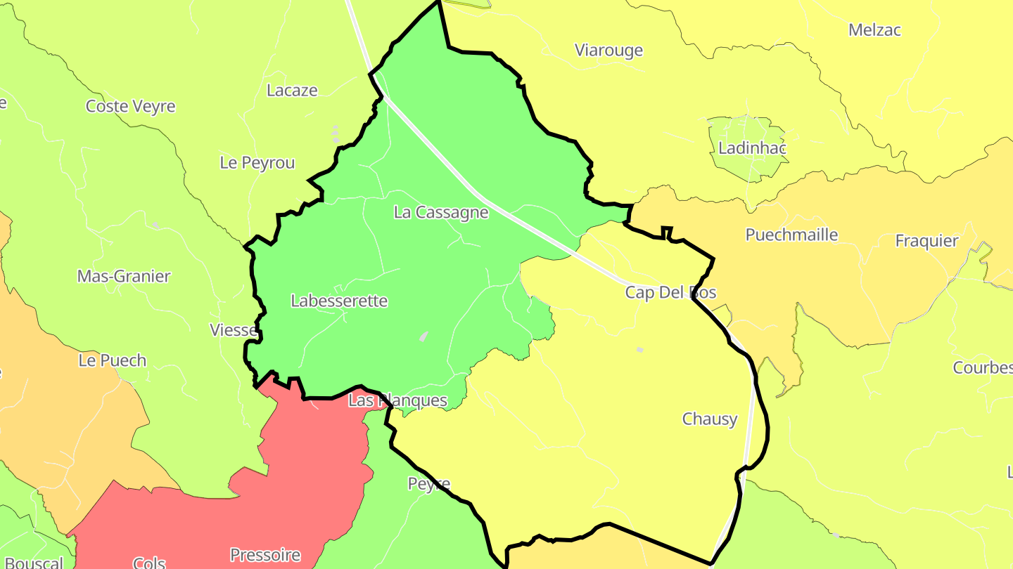 Carte des prix de l'immobilier Labesserette