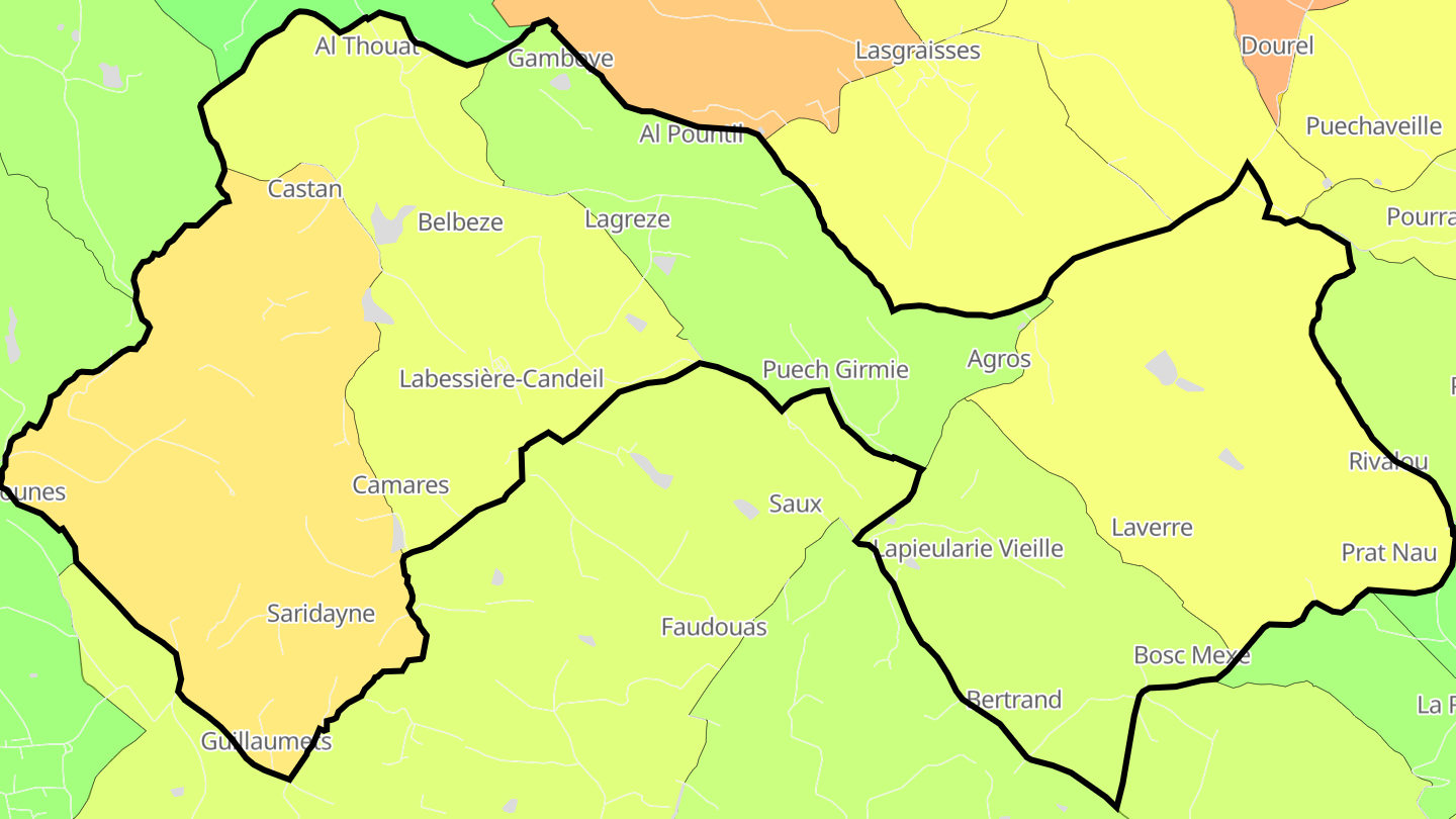 Carte des prix de l'immobilier Labessière-Candeil