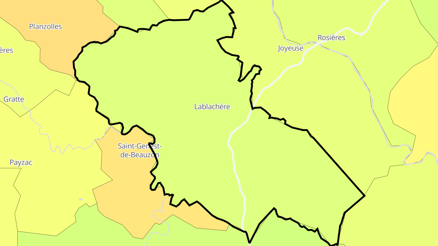 Carte des prix de l'immobilier Lablachère