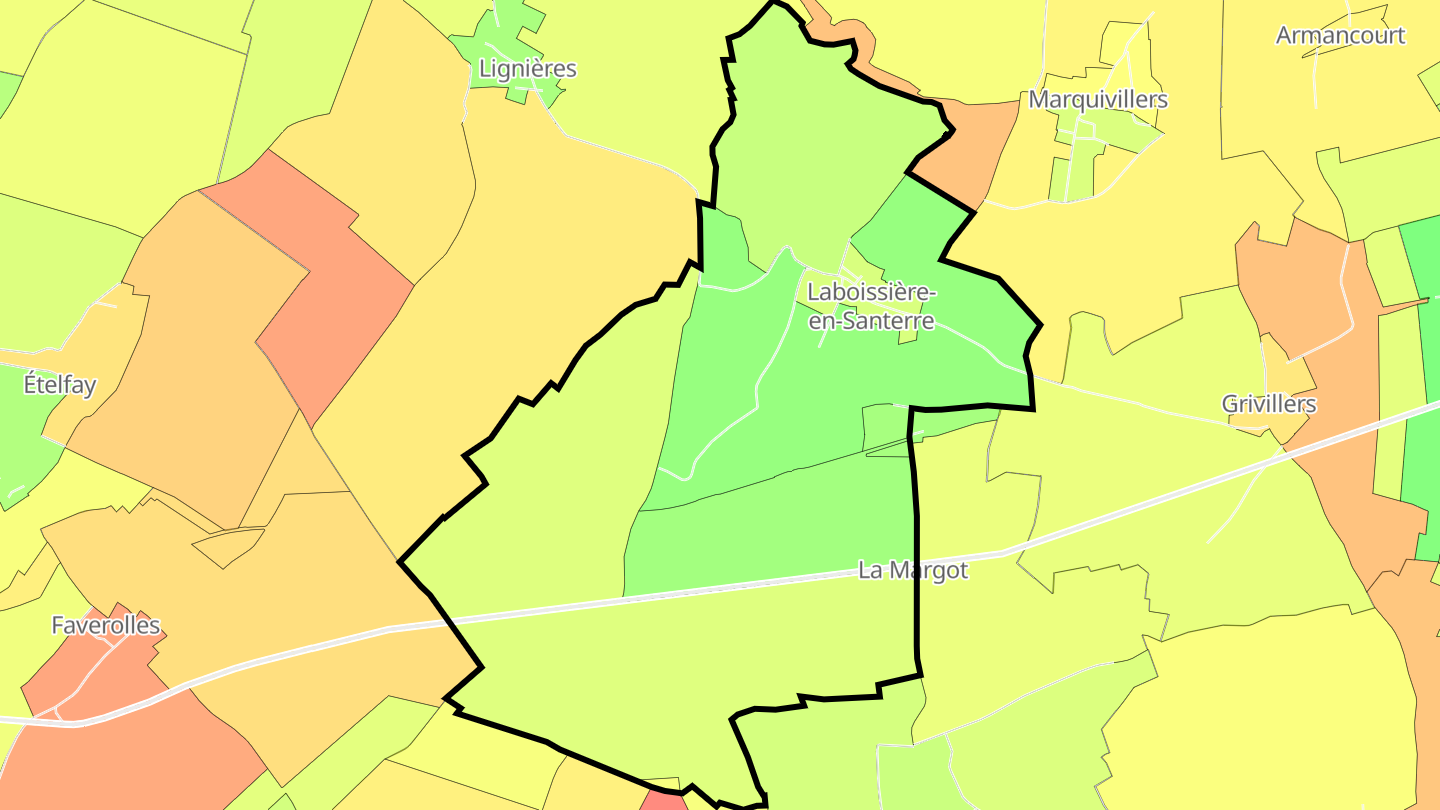 Carte des prix de l'immobilier Laboissière-en-Santerre
