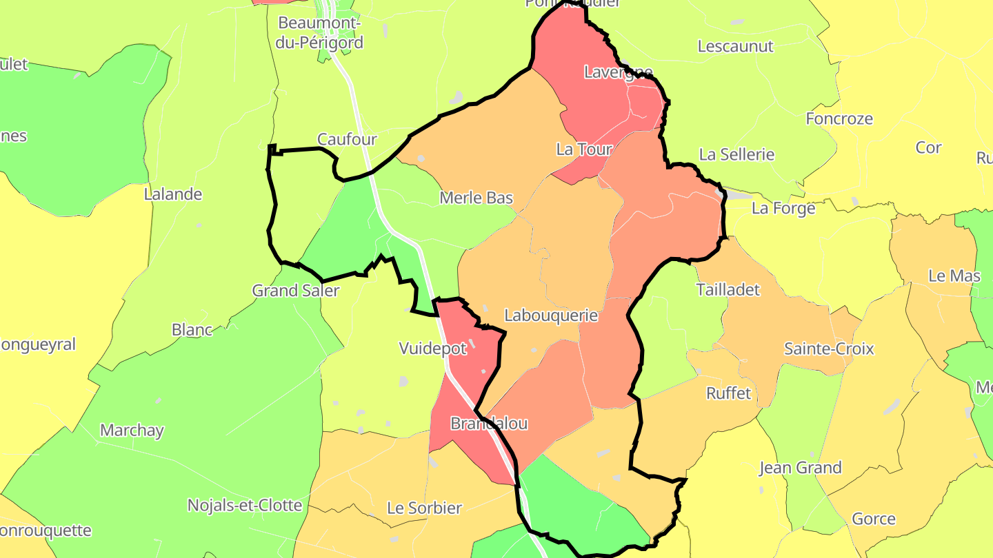 Carte des prix de l'immobilier Labouquerie
