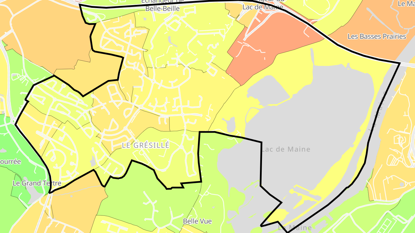Carte des prix de l'immobilier Lac de Maine