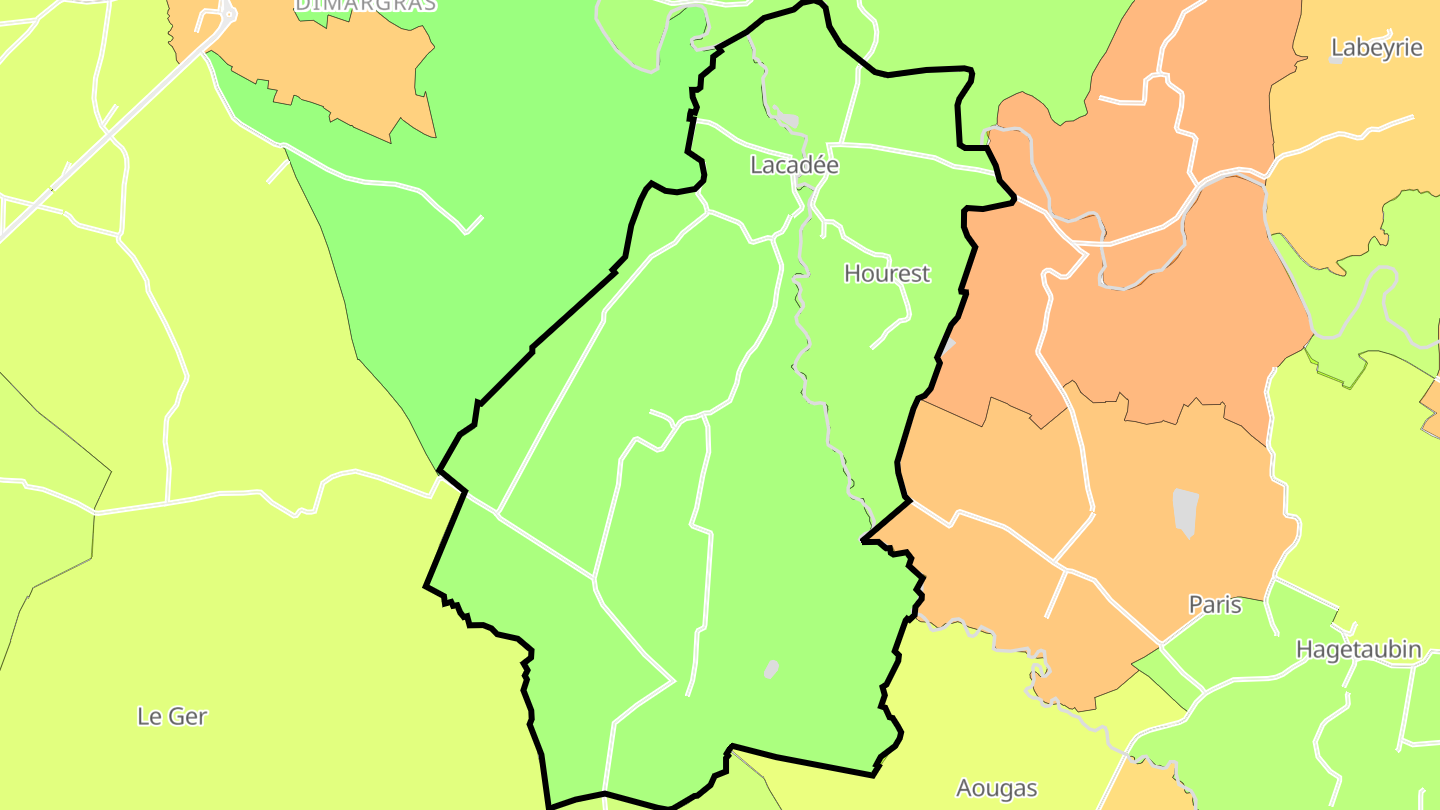 Carte des prix de l'immobilier Lacadée