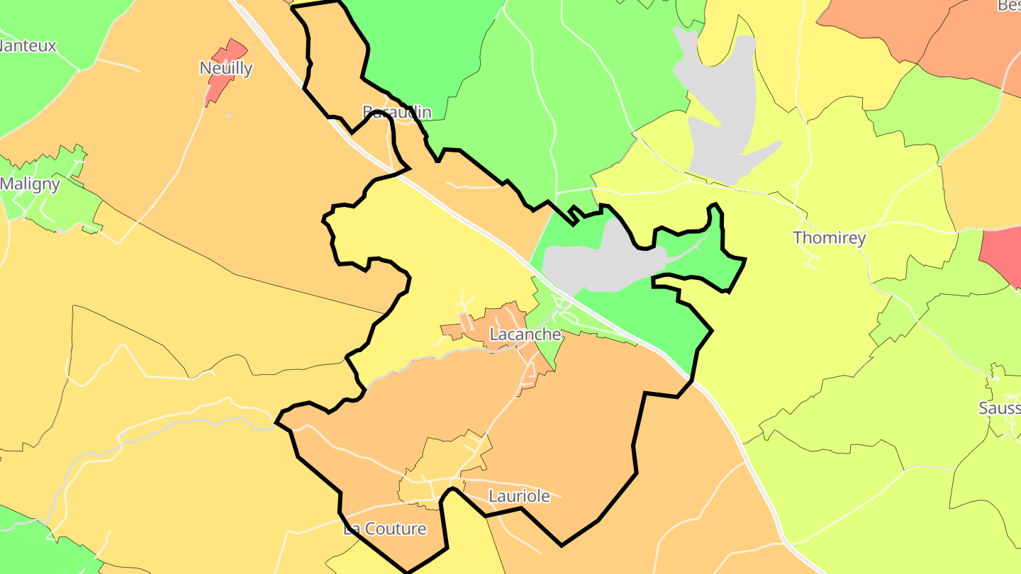 Carte des prix de l'immobilier Lacanche