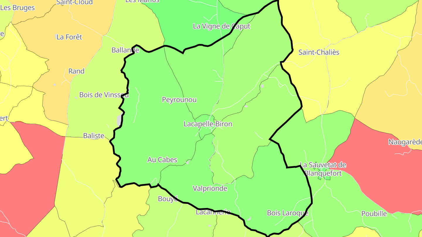 Carte des prix de l'immobilier Lacapelle-Biron