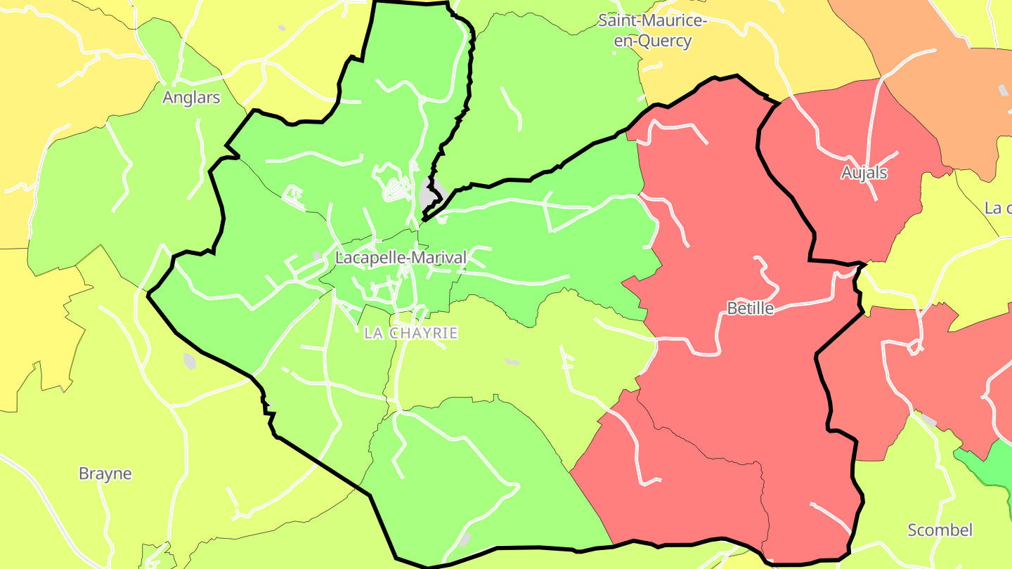 Carte des prix de l'immobilier Lacapelle-Marival