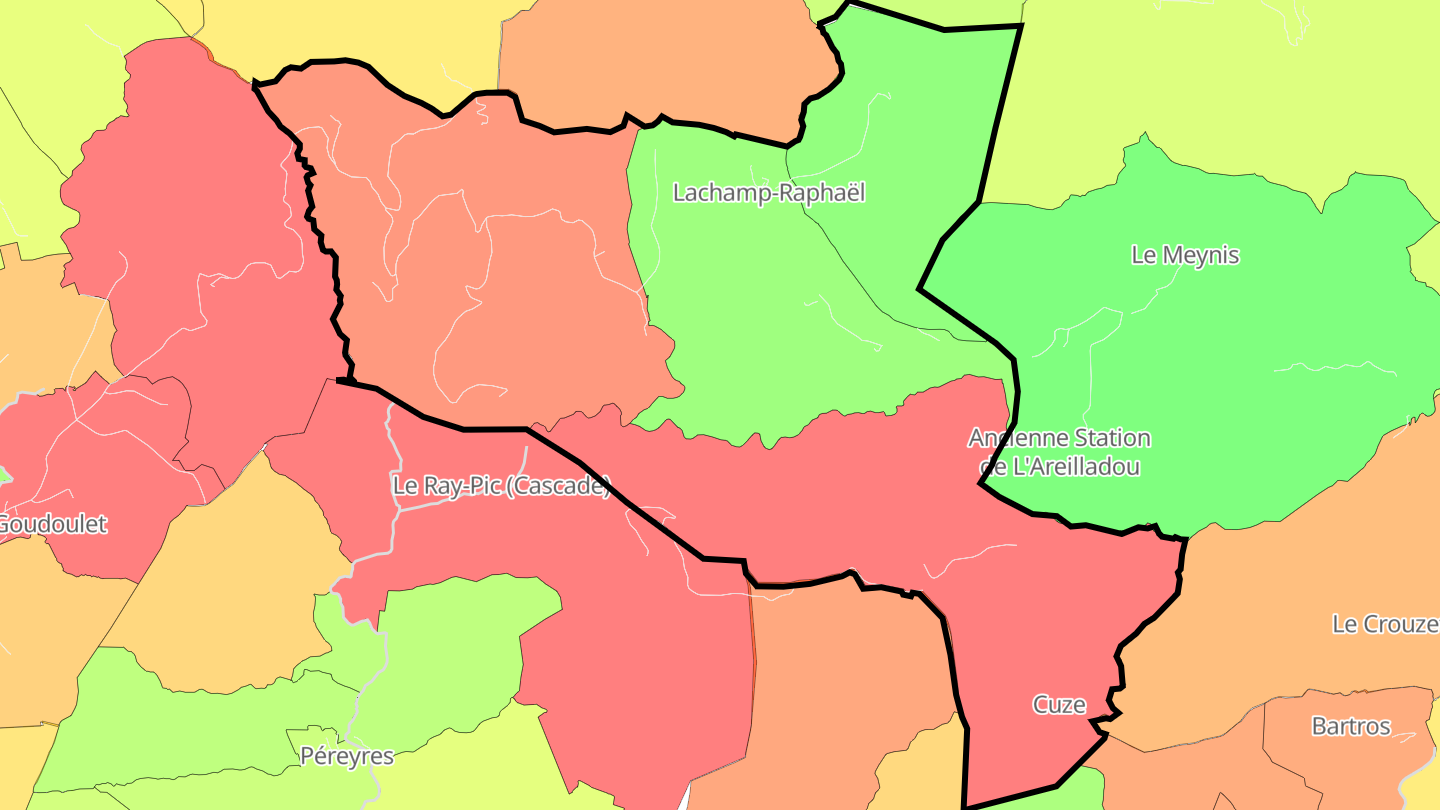 Carte des prix de l'immobilier Lachamp-Raphaël