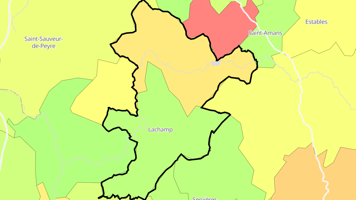 Carte des prix de l'immobilier Lachamp-Ribennes